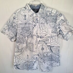 Nautica Mens XL Shirt Short Sleeve Cartographic Print Old-World Maps‎ Compasses